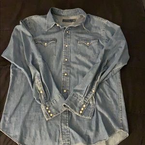 Denim long sleeve western shirt